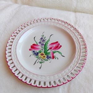Antique Collectible KG Luneville France semi-porcelaine decorative wall plate.